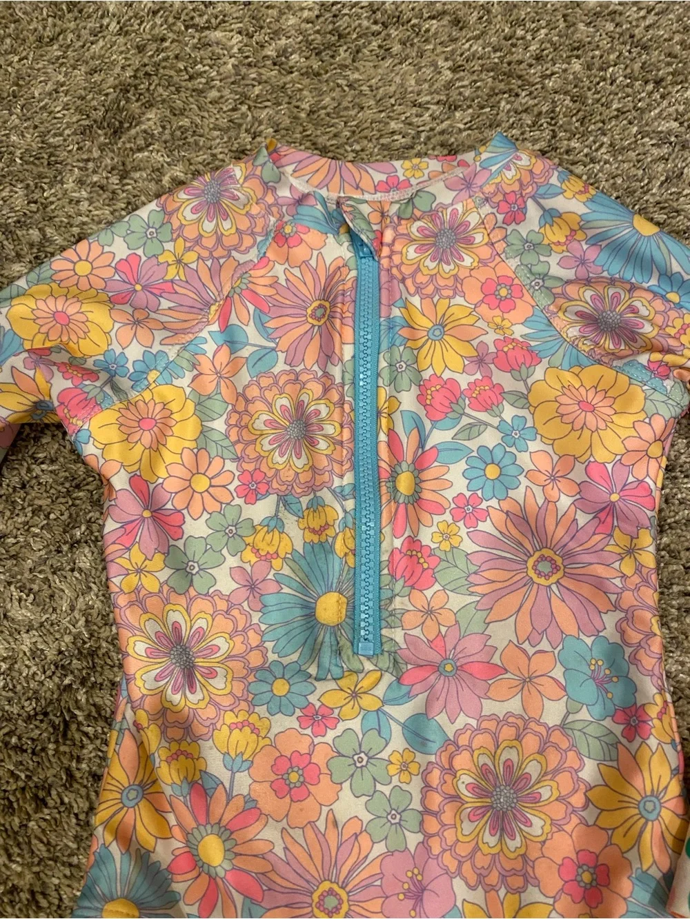 Girls Floral Long-Sleeve Rash Guard Swimsuit Set - Pastel Multi